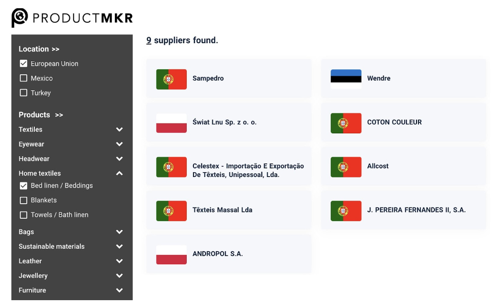 Supplier List Portugal